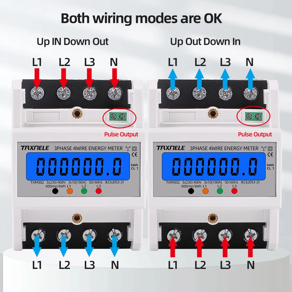 Din Rail 380V 3-fazowy 4-przewodowy elektroniczny pobór mocy licznik energii watomierz kWh 100A AC 50Hz podświetlenie LCD 60Hz