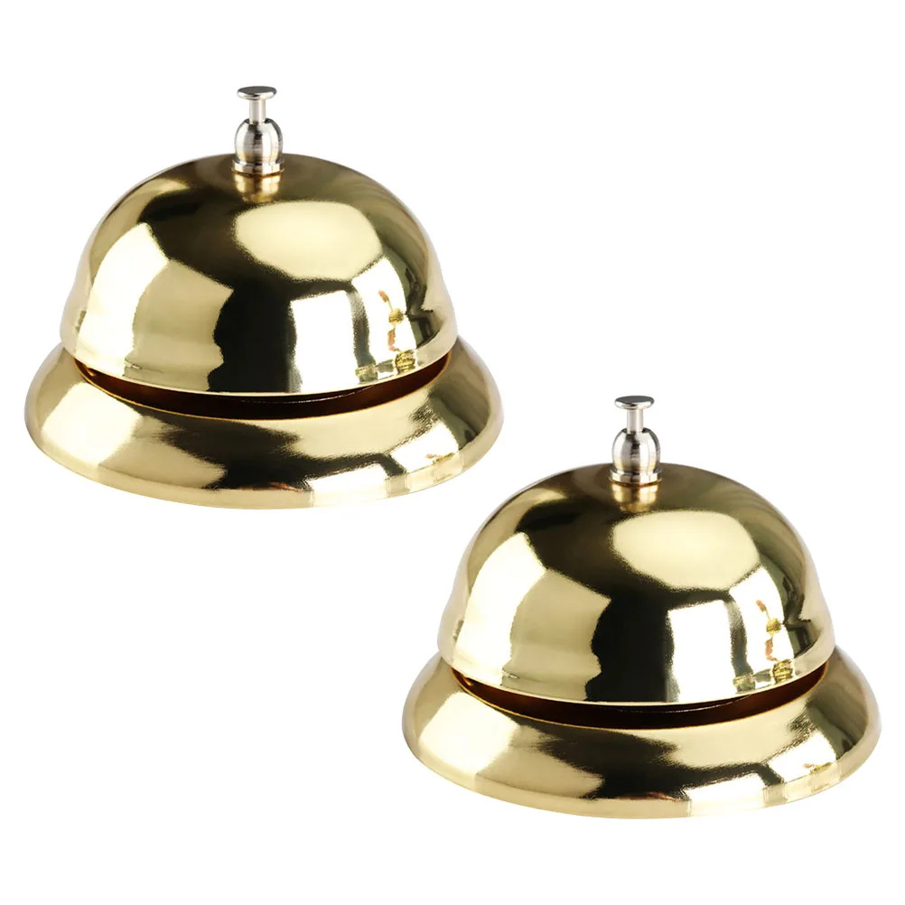 2Pcs Call Bell Reception Hand Pressing Restaurant Service Bells Metal Desktop Game Answer Ring Bell Bells Game Answering Devices