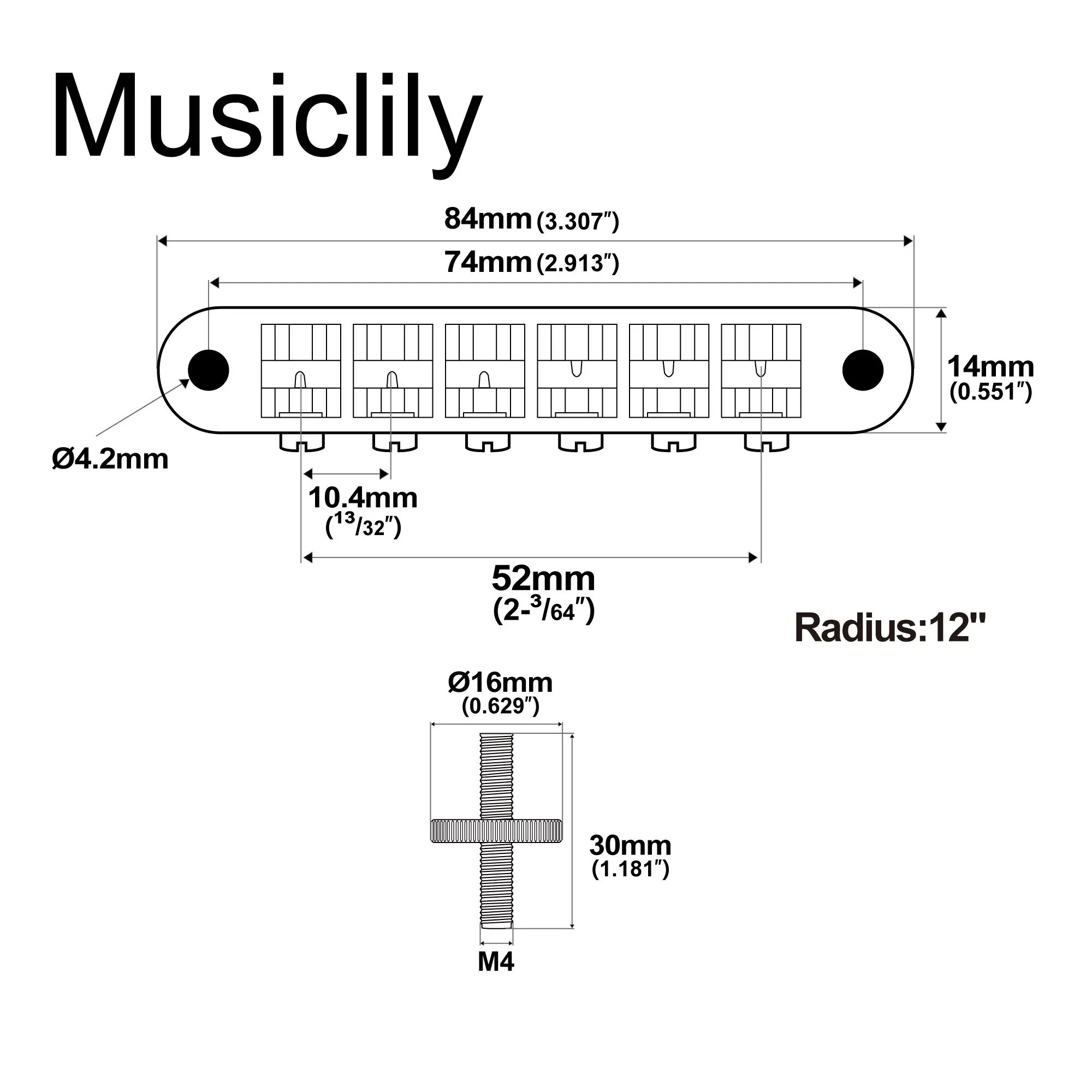 Musiclily Pro 52mm String Spacing ABR-1 Tune-o-matic Bridge Wide Body LP Bridge for Epiphone LP SG Style Electric Guitar