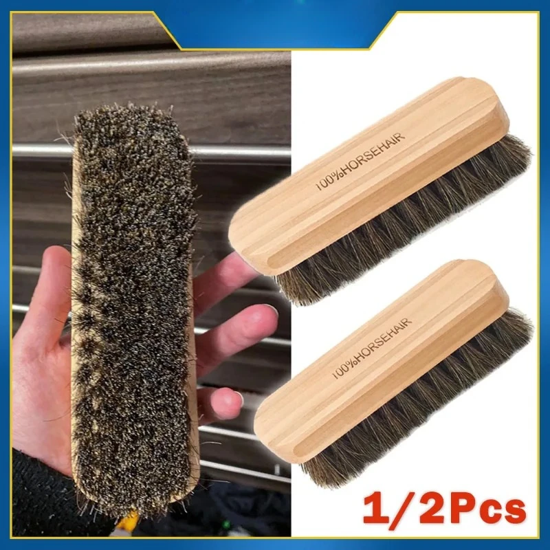 

Genuine Horsehair Wooden Brush Car Detailing Polishing Buffing Brush Seat Handle Dashboard Roof Cleaning Premium Car Wash Brush