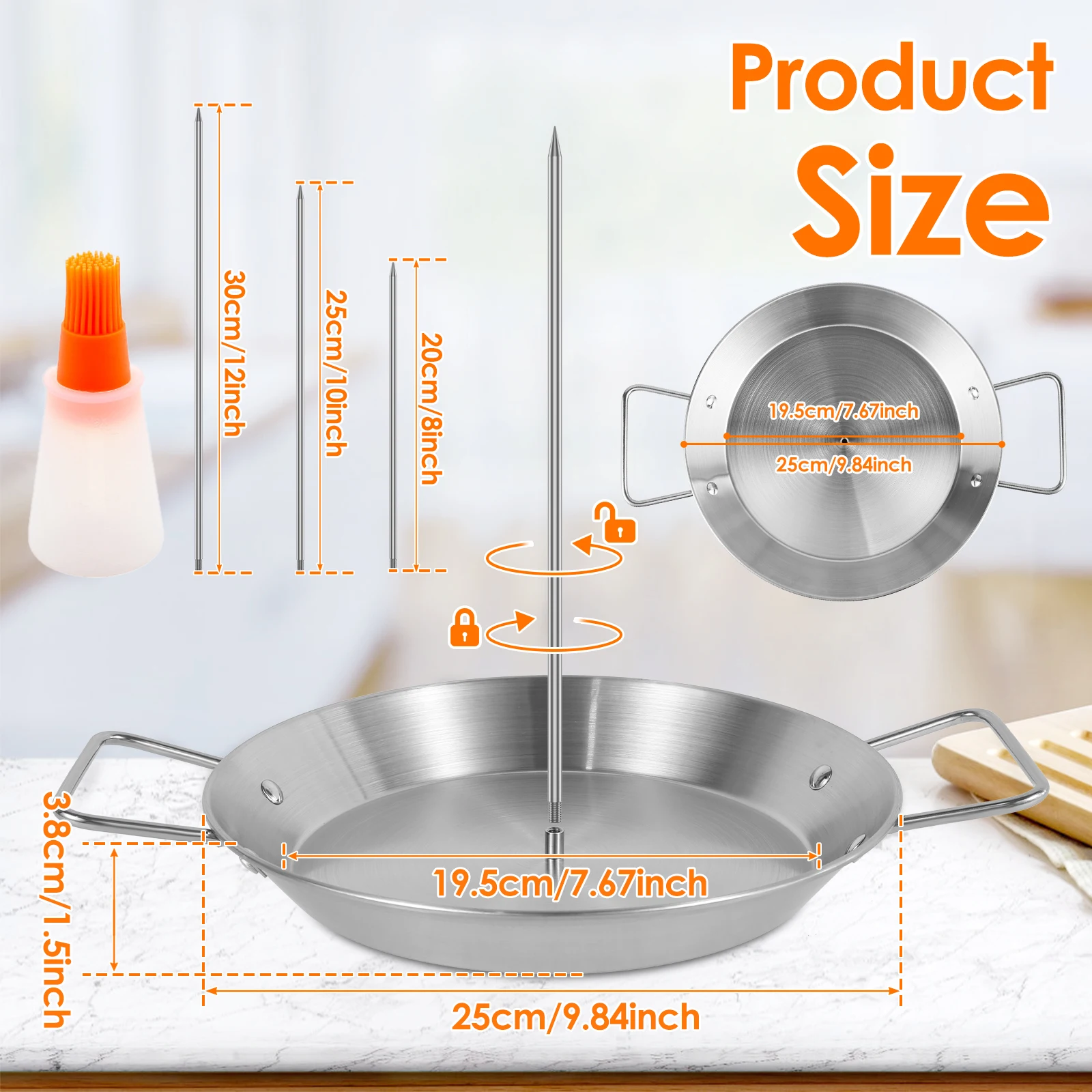 Stainless Steel Vertical Skewer BBQ Non-Stick Heavy Duty Stand Up Barbecue Skewers For Outdoor Grill Brazilian BBQ Accessories