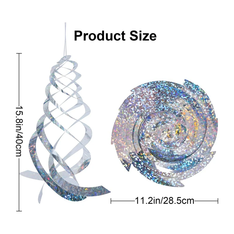 Specht abschreckende reflektierende dekorative Spiral vorrichtung, 6 Stück hängende Vogels chreck geräte, silberne Spiral reflektoren einfach zu installieren