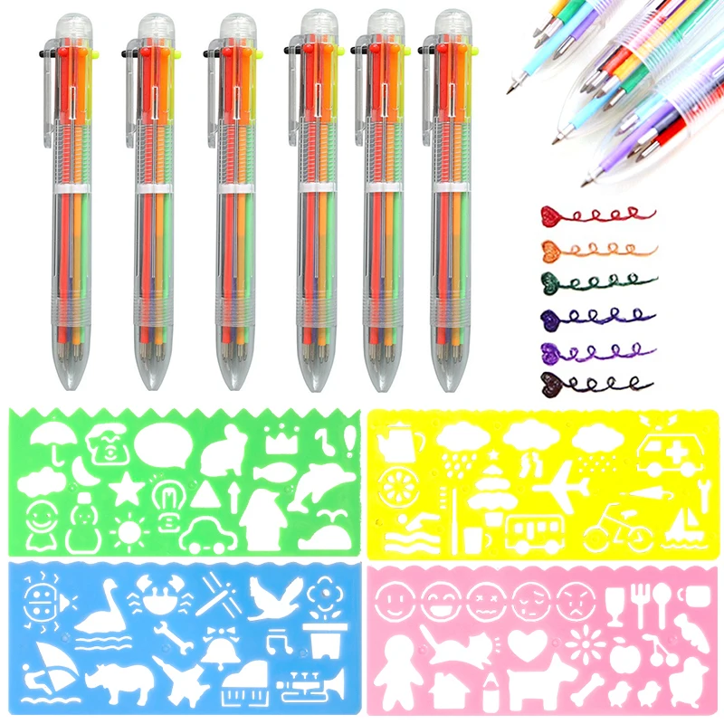 Painting Template with 6-Colors Pen Graffiti Tool Creative Drawing Ruler Geometry Ruler Artclass Art Stationery Rewards Gift ZYF