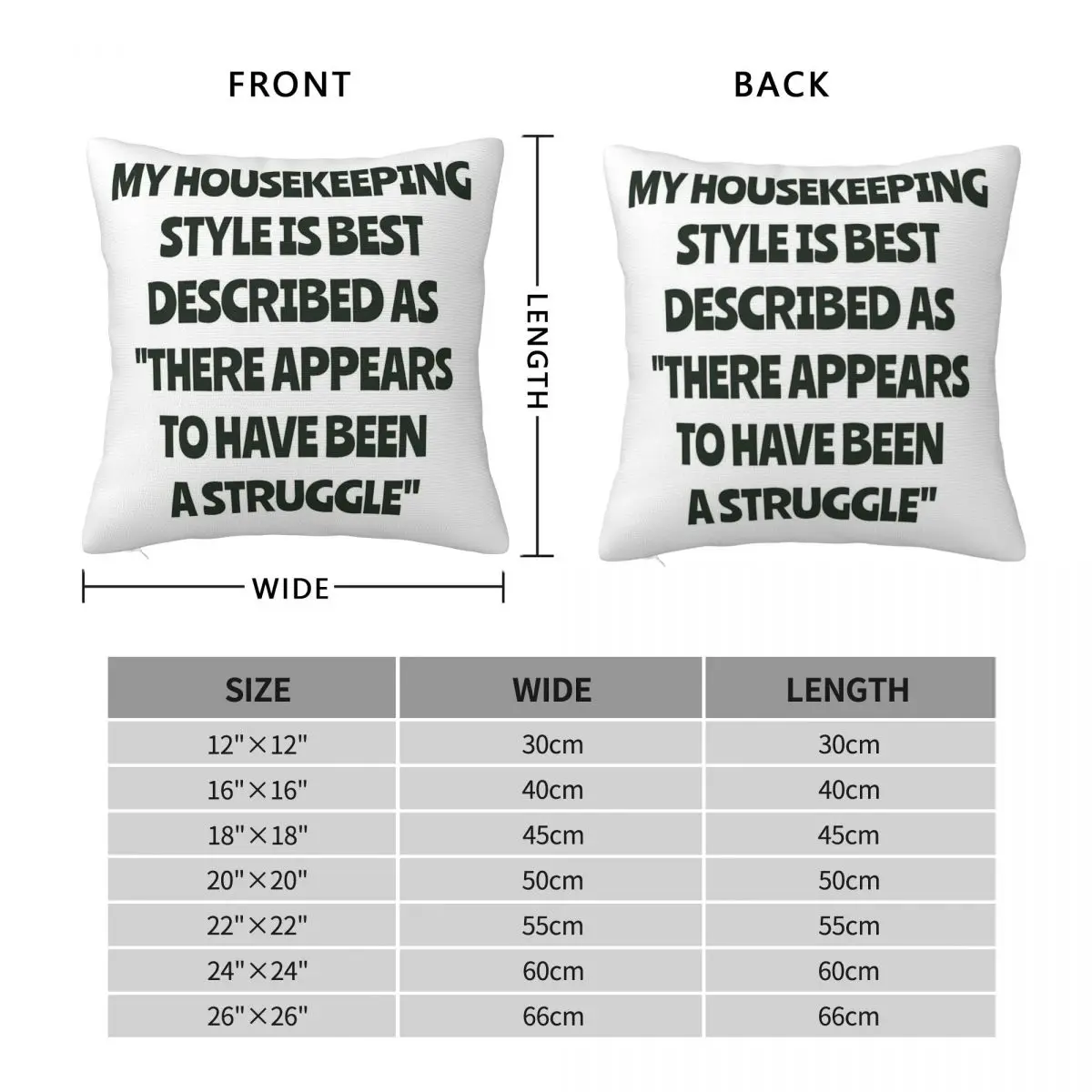 My Housekeeping Style Struggle Square Pillowcase Polyester Linen Velvet Pattern Zip Decorative Pillow Case Home Cushion Case