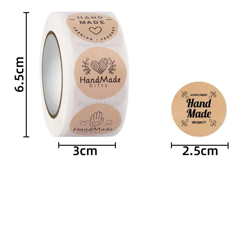 Pegatinas redondas de agradecimiento hechas a mano, 500 piezas, para pequeñas empresas, bolsas de regalo con sello de sobre, embalaje de regalo