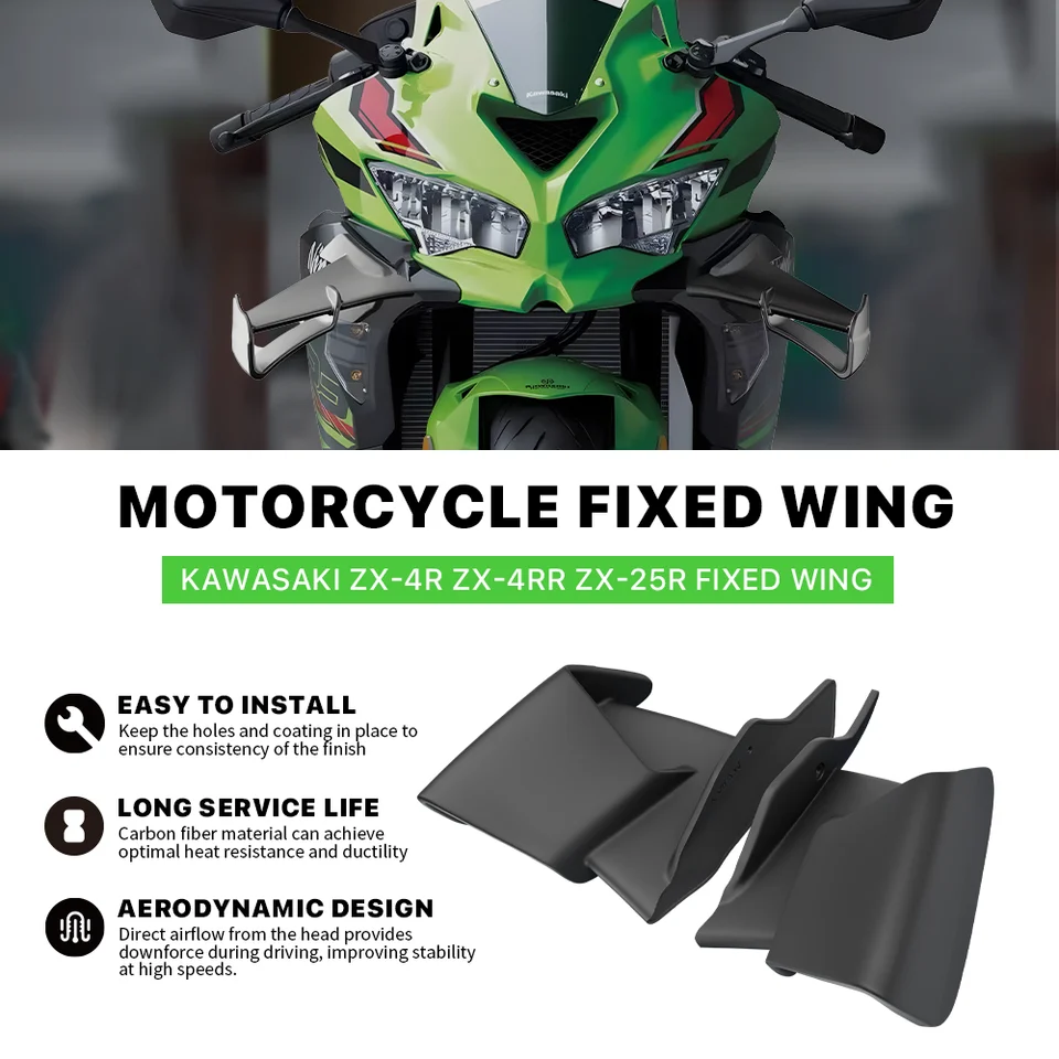 Motorcycle Fixed Wing Spoiler For Kawasaki ZX-4R ZX4R ZX-4RR ZX4RR