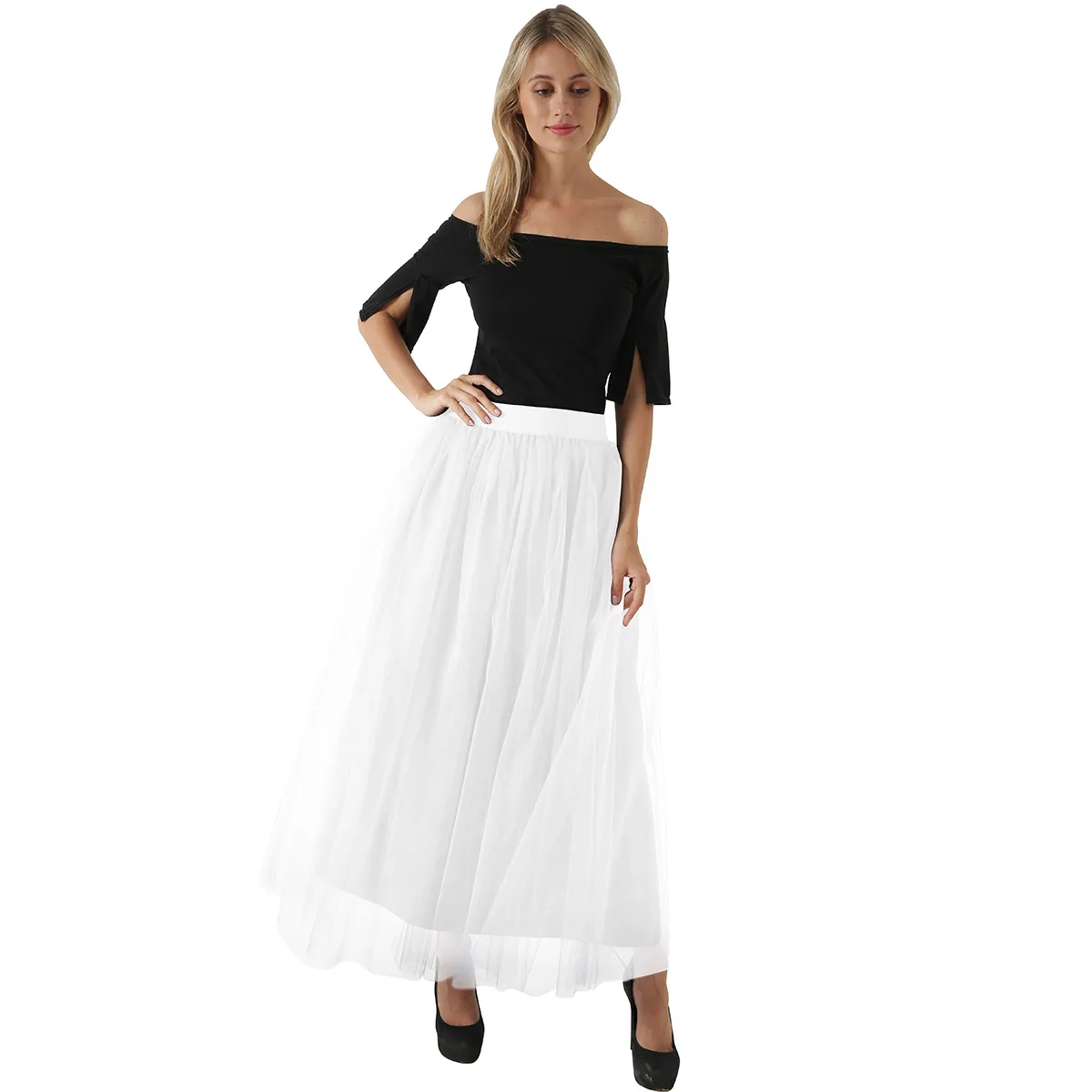 Rok Ketat Populer Wanita 100 Cm Rok Jaring Rok Tulle Rok Tulle Lucu Rok Bawahan Temperamen Panjang Elegan