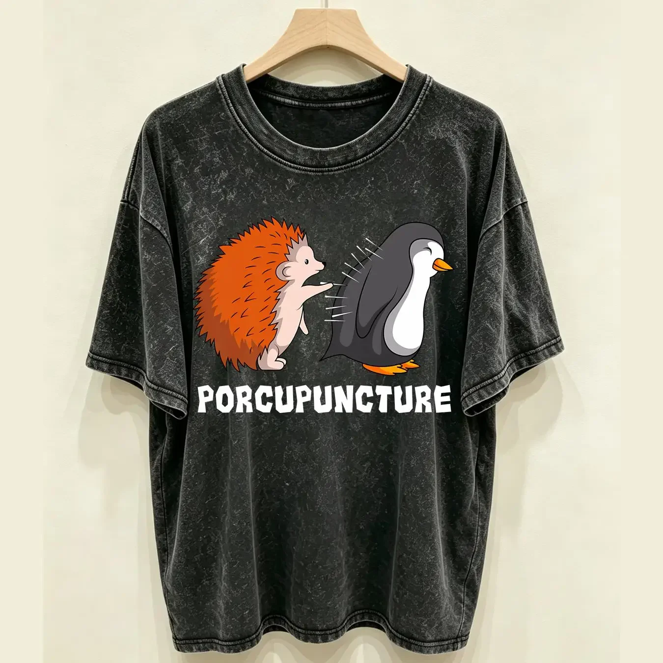 washed T Shirt Porcupuncture For Porcupine Lovers Quill Pig Design Porcupettes Porcospino Thorn Acupuncture vintage Washed