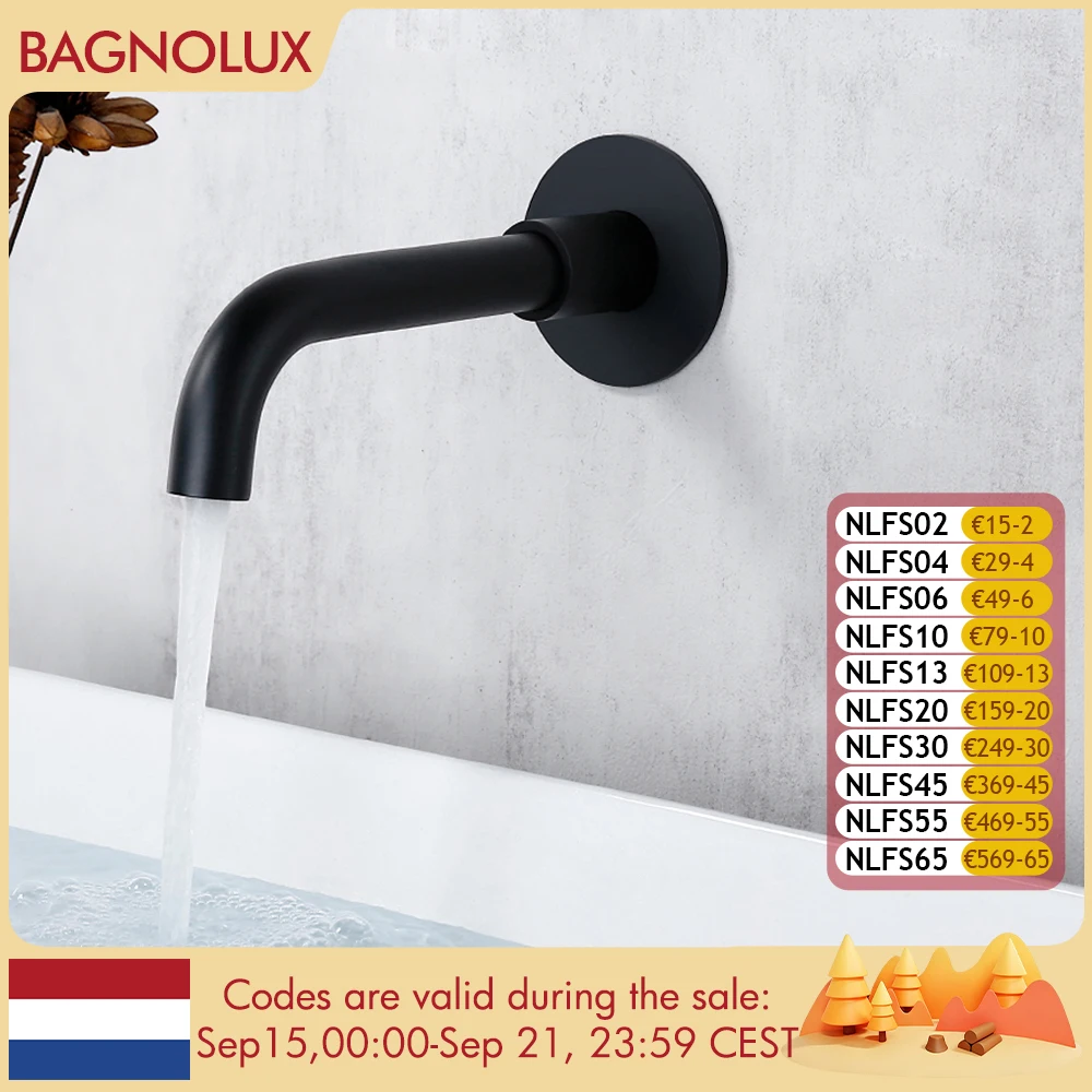 Bagnolux Black Brushed Polished Chrome Stainless Steel Rose Gold Brass Round Bathtub Spout Basin Bathroom Faucet