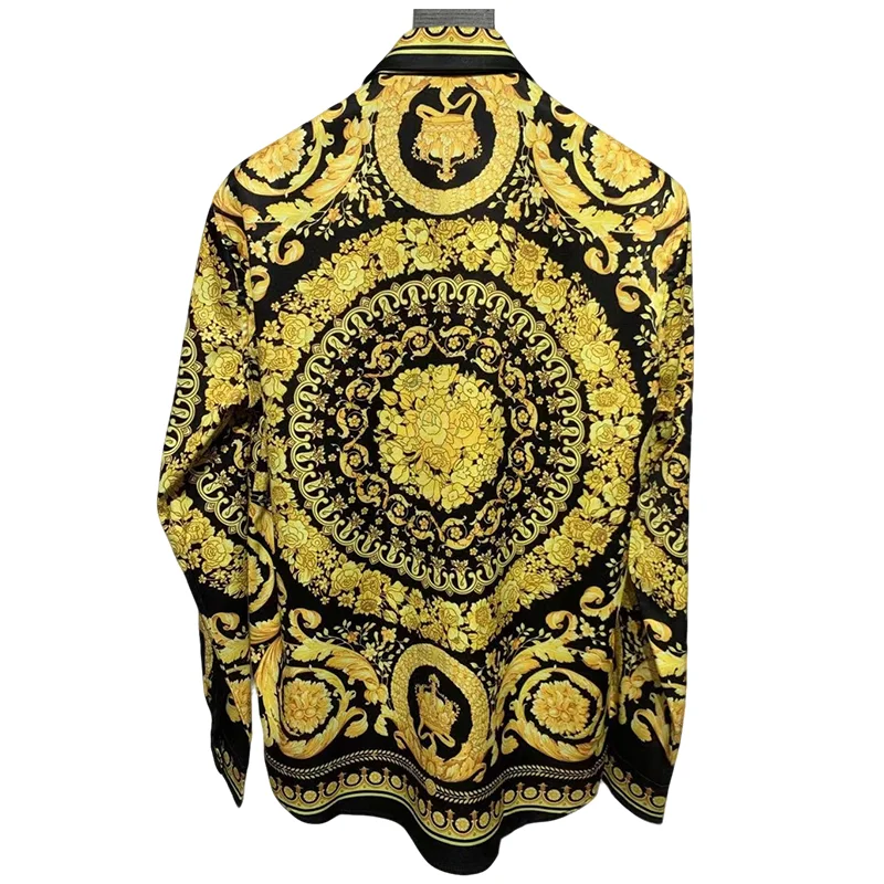 Luxury Royal Palace Baroque Printed Shirt Men\'s Casual Long Sleeve Shirt 2024 European and American Fashion High Quality S-XXL