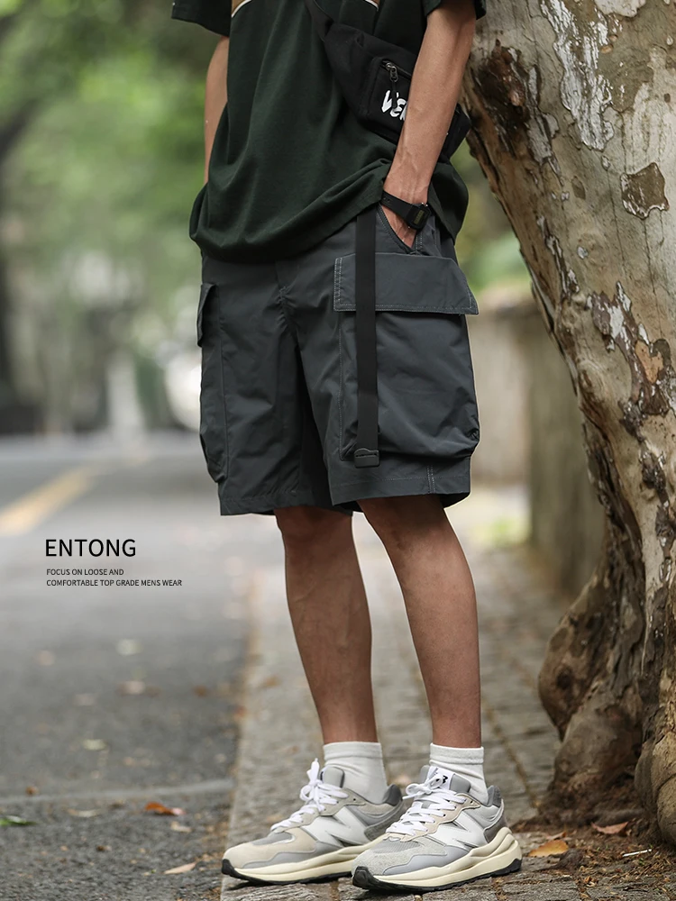 

Мужская летняя повседневная одежда Entong, тонкая рабочая одежда длиной пять четвертей, с большими кетми, модная уличная одежда