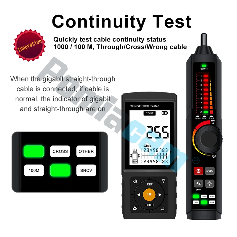 3inch Network Cable Tester LAN RVV Telephone Wire Tracker Tracer for UTP RJ45 RJ11 BNC Detector Rechargeable Line Finder LT-300S