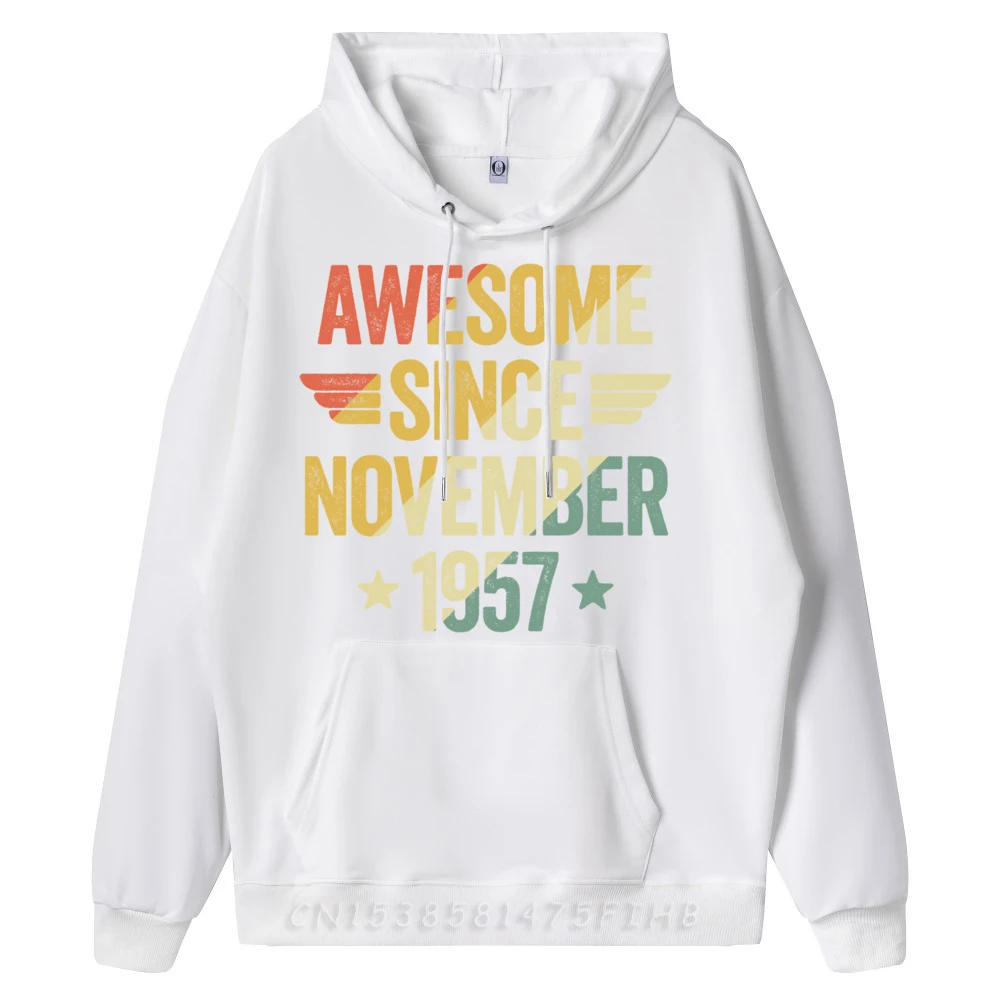 Awesome Since November 1957 O Neck Hoodies Autumn Hoodies Long Sleeve Funny Funny Hoodies Graphic Men's
