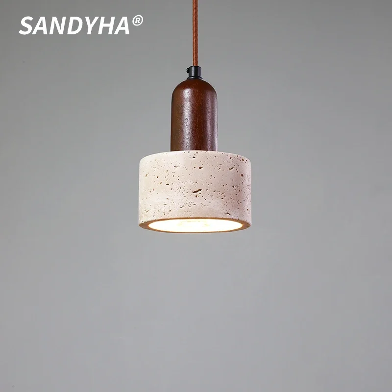 Modern Chinese Style Homestay Yellow Cave Stone Pendant Light Nordic Retro Bar Counter Restaurant Hotel Bedroom Bedside Lamp