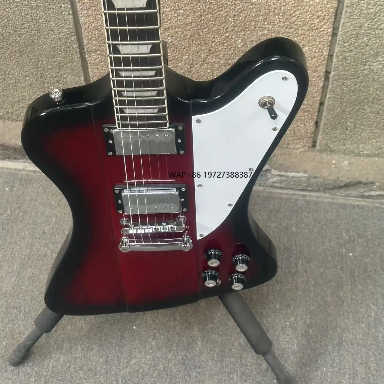 Custom Red Brown Firebird Mahogany Body HH Chrome Hardware Guitar with Rosewood Fretboard for Professional Use Fast Shipping