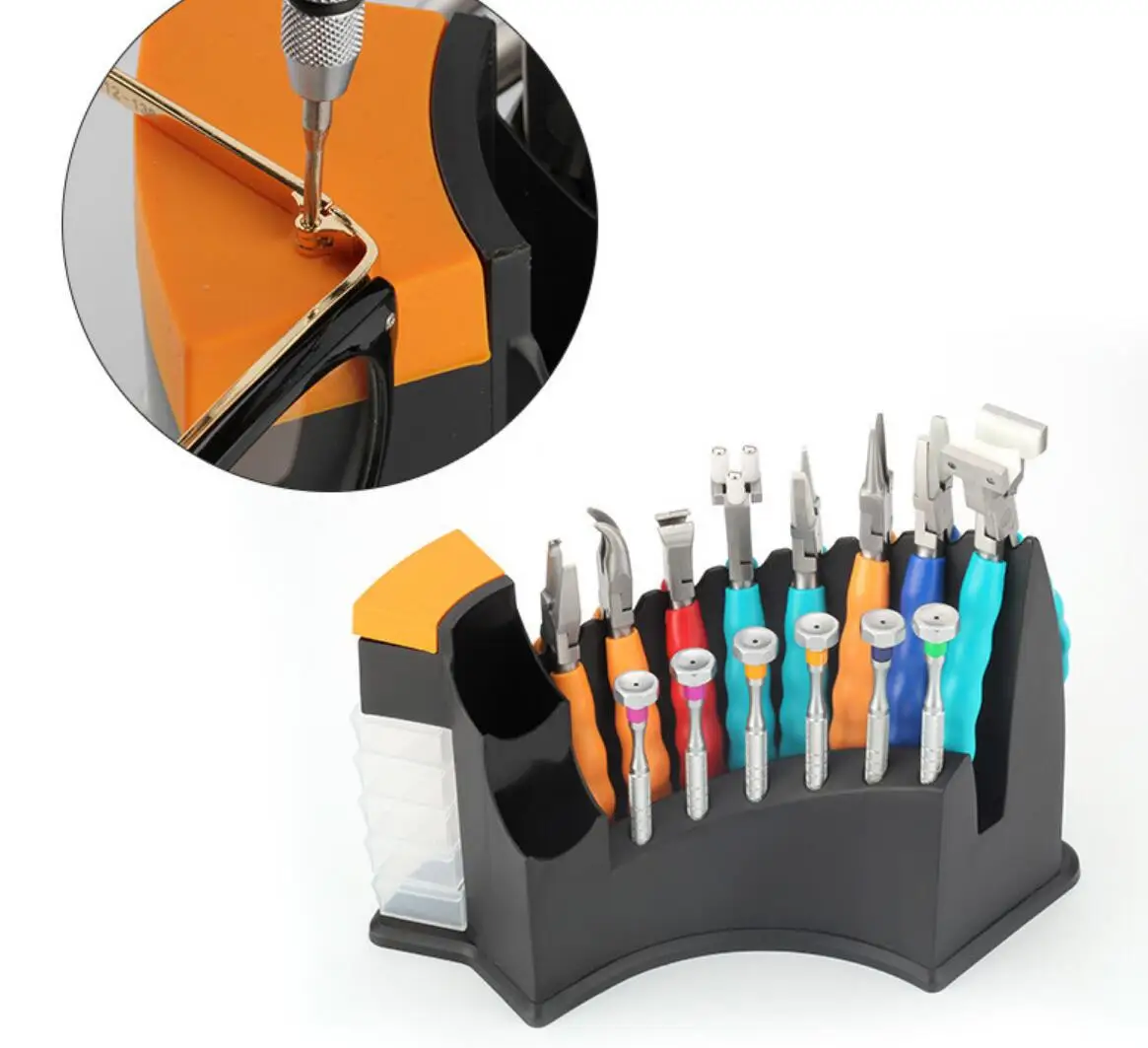 

Optical Repair Tools Kit Eyeglasses Glasses Adjusting 8 Pliers 6 Screwdriver Set with Storage Display Stand jewelry tools