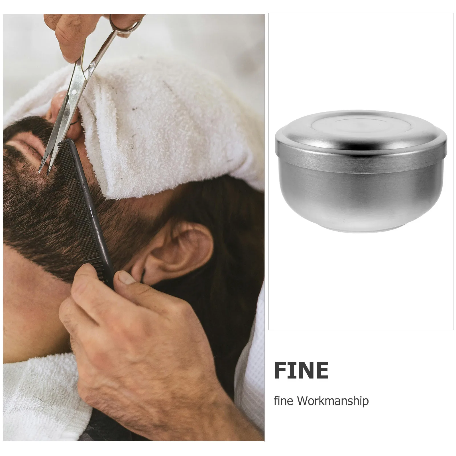 

Men's Shaving Soap Bowl Stainless Steel with Lid Efficient Shaving Cream Container Simple Design for Daily Grooming Silver