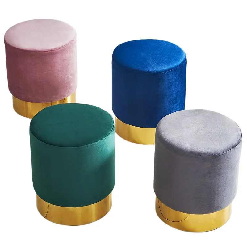 Bar Stool Chair Modern with Sofa Luxury Cushion Metal Counter Wood Velvet High Lounge Leather and Live Round Foot Stool Ottoman