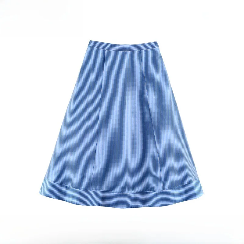 Spring Summer New Women's Fashion Simple Stripe Cloak Skirt ZR Style Versatile High Waist Polyester Fiber Standard Edition