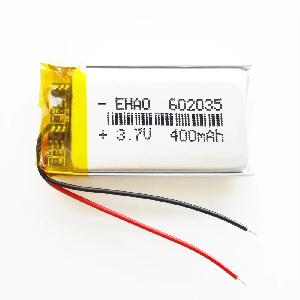 3.7V 400mAh Polymer Lithium Lipo Rechargeable Battery 602035 Customized Wholesale For Bluetooth Speaker Smart Watch GPS MP3