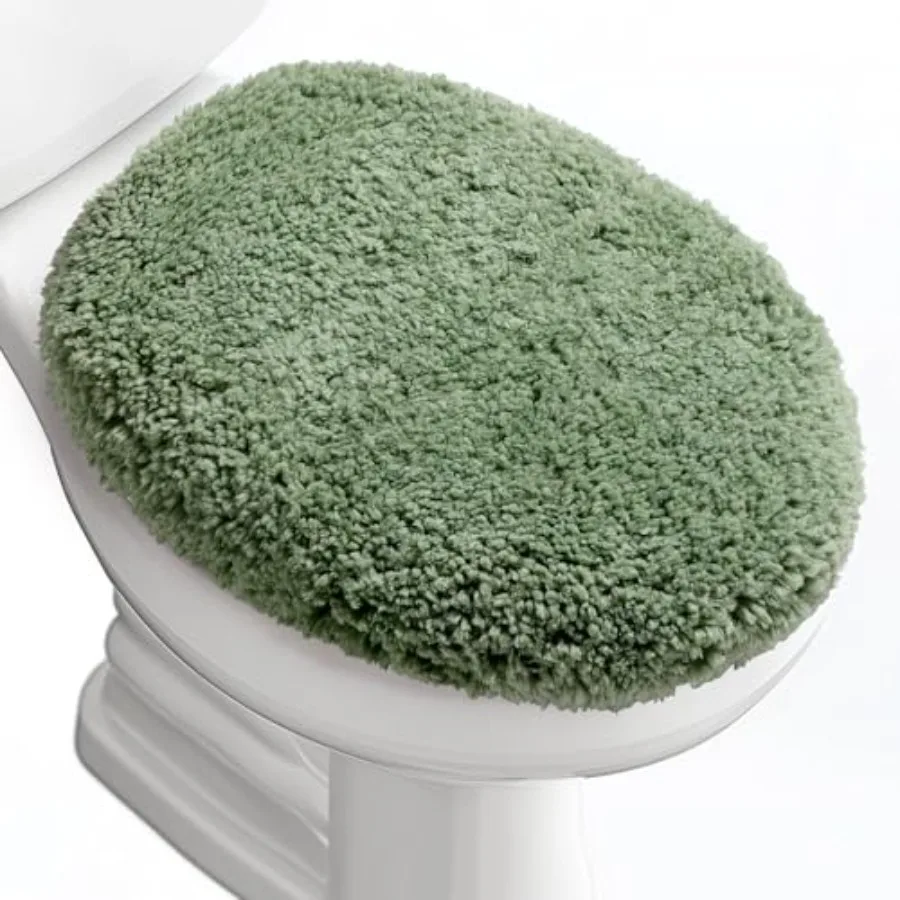 

Luxury Soft Microfiber Toilet Lid Cover Machine Washable Solid Toilet Seat Cover 17.5" x 15" Adjustable Rubber Backing Fits Mos