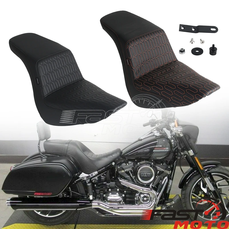 Two-Up Driver & Passenger Seat Motorcycle Front Rear Leather Cushions Seats For Harley Softail 18-24 Low Rider ST S FXLR FXLRST