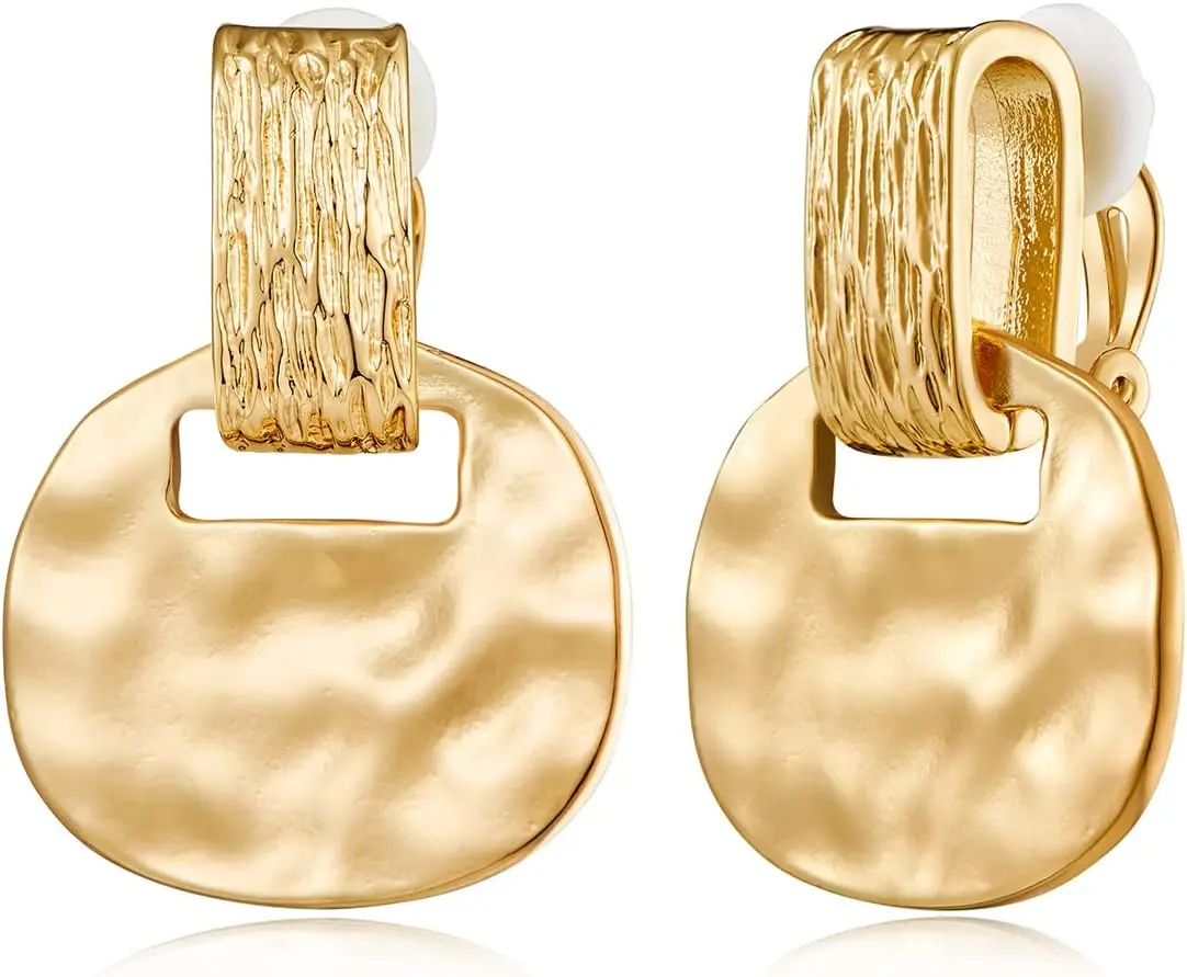 

Gold Clip On Drop Earrings for Women Non Piercing Dangle Earrings Fashion Jewelry