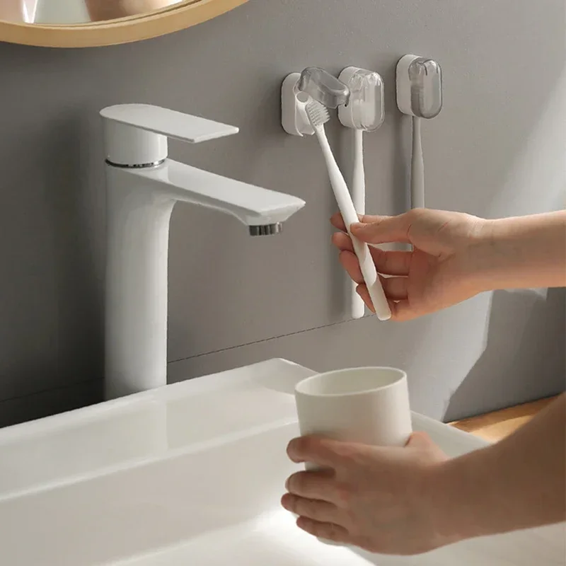 Nuevo soporte para cepillos de dientes sin polvo, innovador esencial para el hogar, soporte para cepillos de dientes a prueba de polvo, diseño elegante, característica montada en la pared