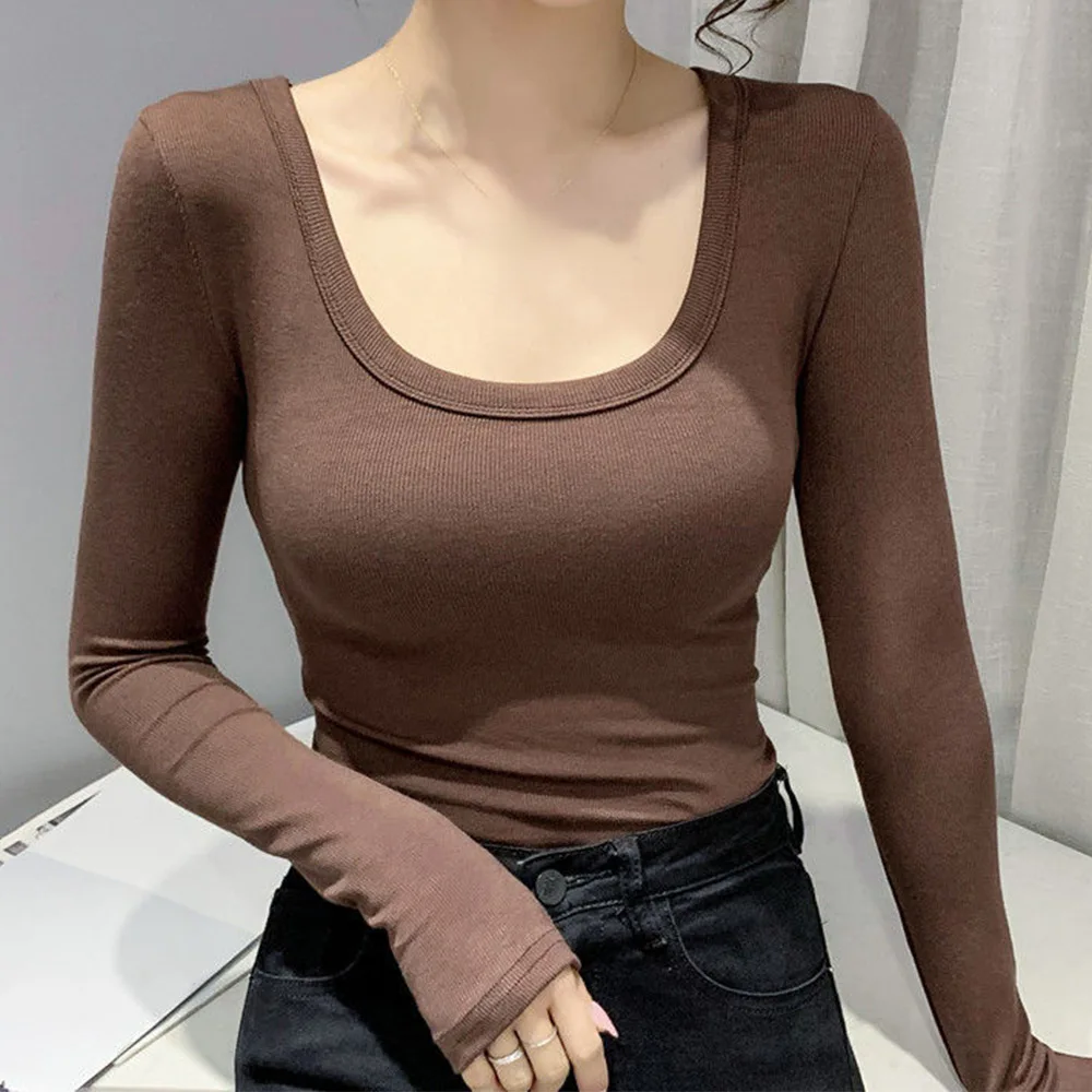 Solid Color Threaded Slimming T Shirt For Women Casual Daily Vacation Holiday Spring Summer Autumn Winter Tops