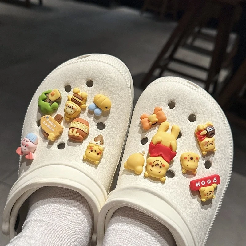 13Pcs/set Cute Winnie the Pooh Girls Women Shoe Charms DIY Hole Shoes Detachable Buckle Garden Shoes Accessories Festival Gift