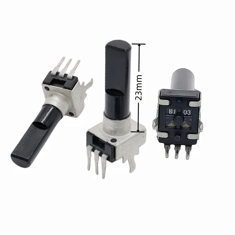 5pcs RV09 Type R0902N Vertical Single Potentiometer With Center Click B10K B20K B50K B103 B203 B503 3Pins D Shaft Length 23MM