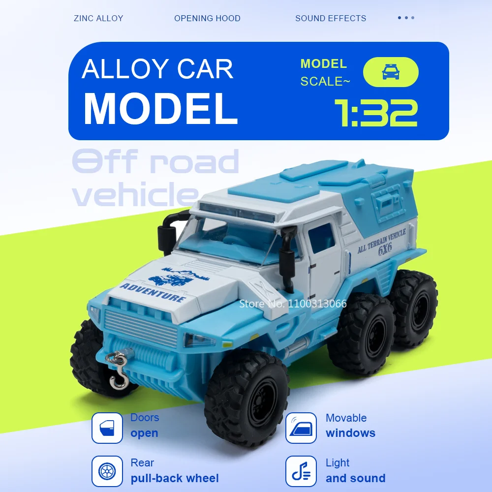 

1:32 Conqueror Sabertooth Alloy Car Diecast Model Miniature Toy Doors Opened Sound Light Pull Back Cars Child Bedroom Decoration