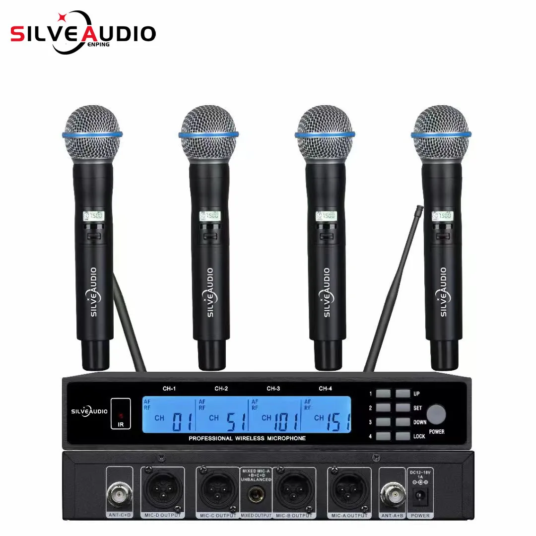 

GAW-MA700 Stage Show Karaoke Four Wireless Microphone Anti-Whistling Professional Grade IR System Interview Microphone