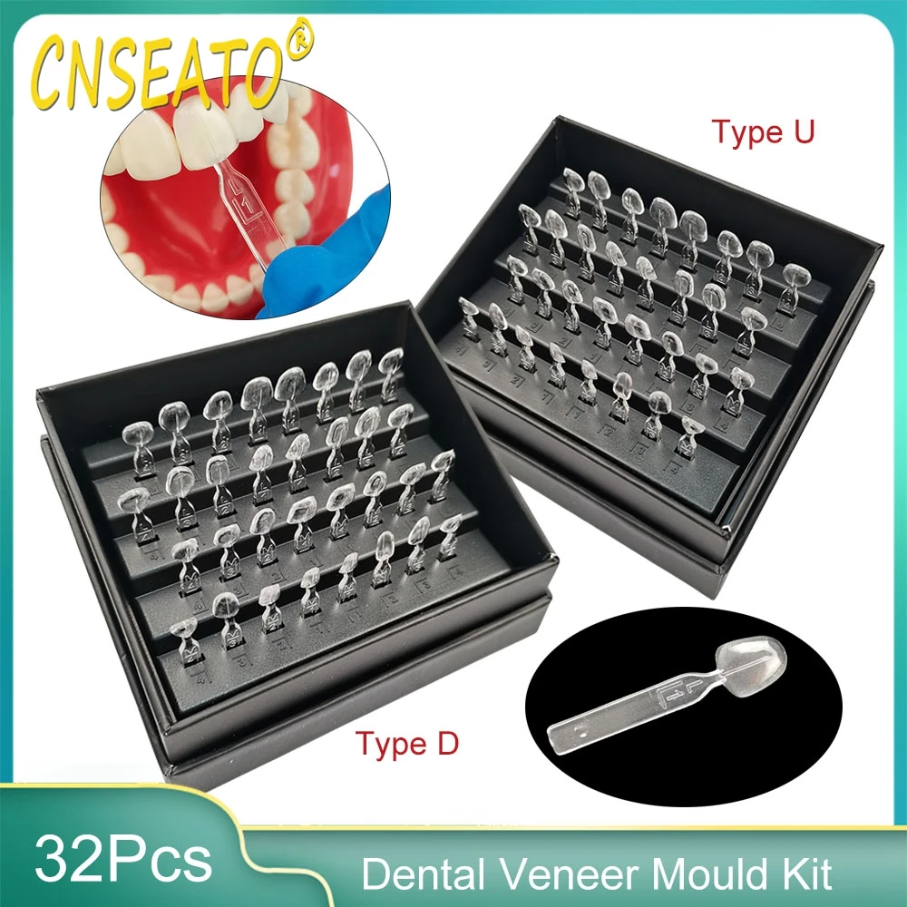 

32pcs/Set Dental Veneer Mould Kit Composite Resin Venner Light Cure Filling Mold Autoclave Anterior Front Teeth Whitening Tool