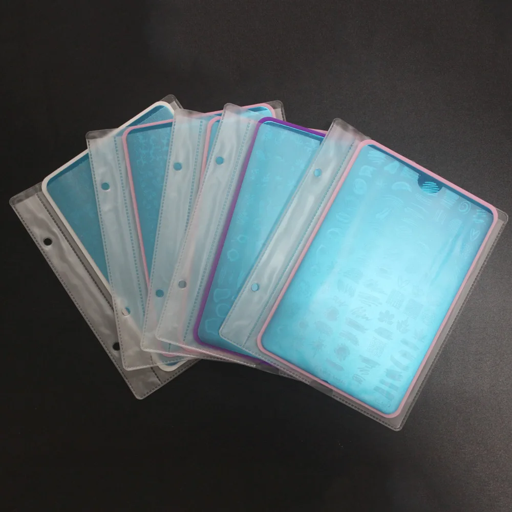 10Pcs Nail Art Stamping Plate Holder Inner Pages Files Rectangular Stamp Plates Naill Art Stickers For 6*12cm/9.5*14.5cm