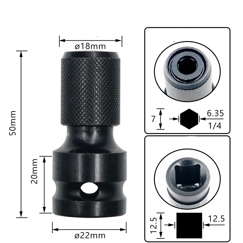 Krachtige Drive Converter Impact Tool 1/2 inch Square To 1/4 inch Hex Ratchet Socket Wrench Socket Adapter Spanner Set
