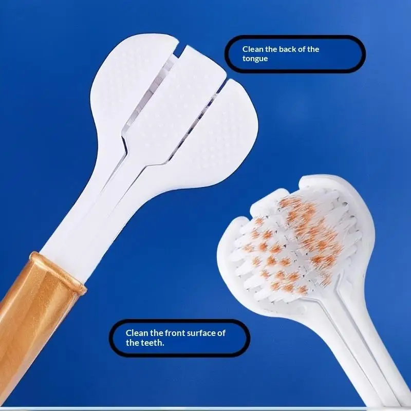 6Pcs Soft Bristled Three Sided Toothbrush Efficient Cleaning Manual Toothbrush