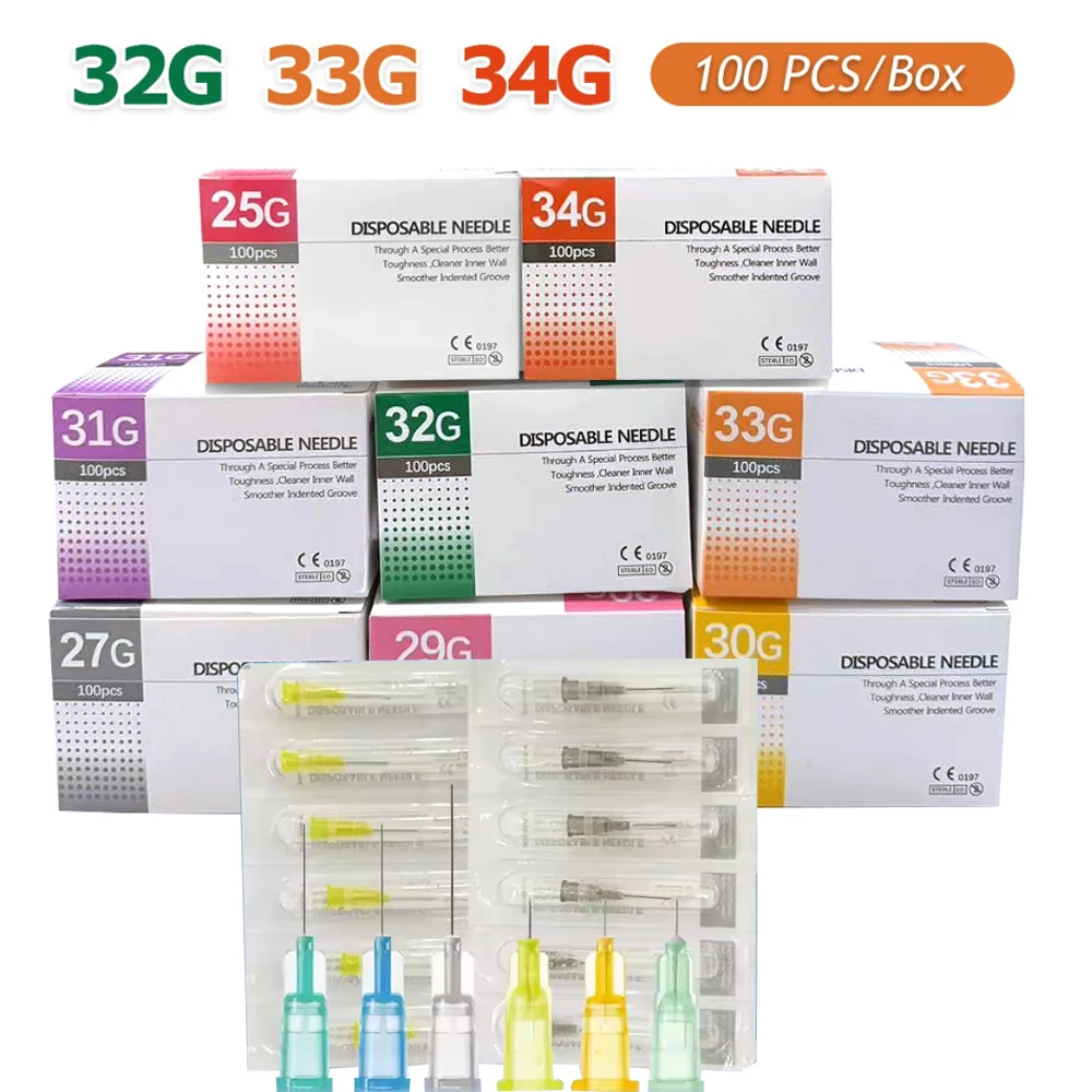 

Безболезненная маленькая игла 32G 4MM 32G 6MM 30G 13mm 34G 4MM Одноразовая ультратонкая острая игла из нержавеющей стали для ухода за век