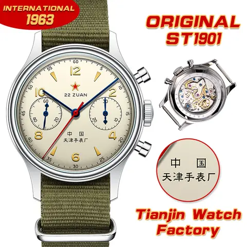 Seagull 1963 International Edition Watch for Men Chronograph Manual Winding Mechanical Watches Original ST1901 Remake D304
