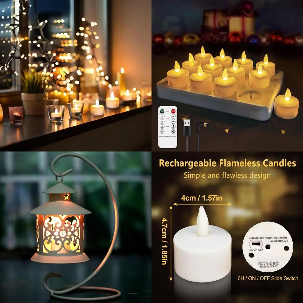 

Battery-Powered LED Tea Lights with Remote Timer, 12 Pack - Ideal for Home, Restaurants, and Day Parties