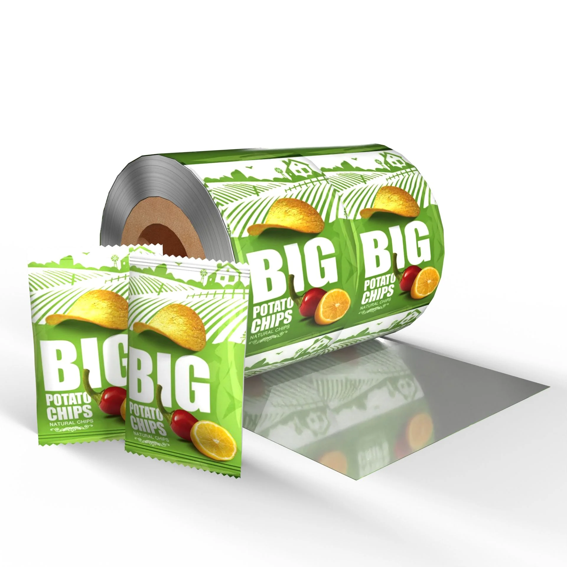 Rollo de película metalizada impresa personalizada de grado alimenticio reciclable ecológico para envasado de alimentos y dulces