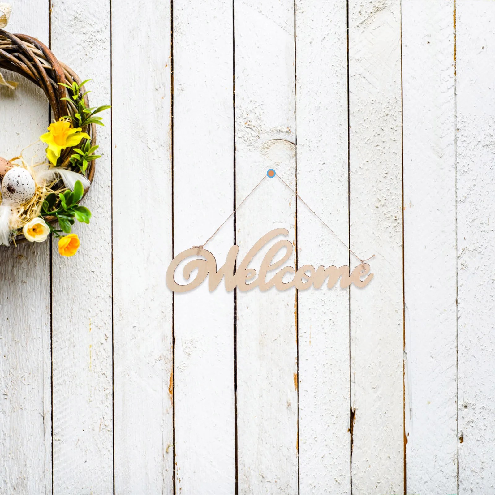 

6Pcs Rustic Wood Welcome Signs Hanging Door Plaques Front Door Decor Home Shop Restaurant Entryway Wall Decor Welcome Sign