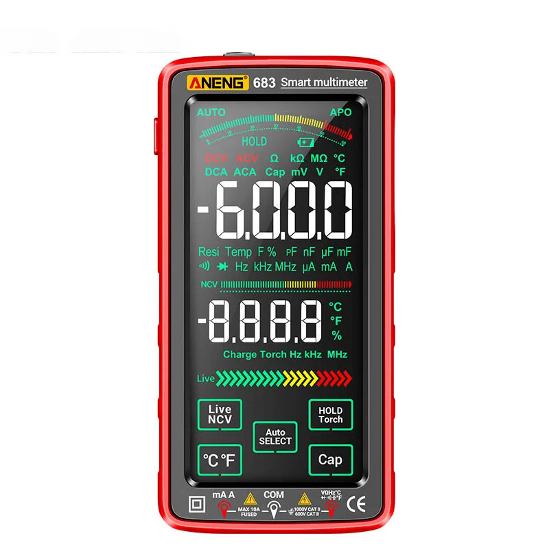 

681 682 683 Smart Multimeter 6000 Counts NCV Non-contact AC/DC Current Voltage Tester Resistance Diode Universal Meter