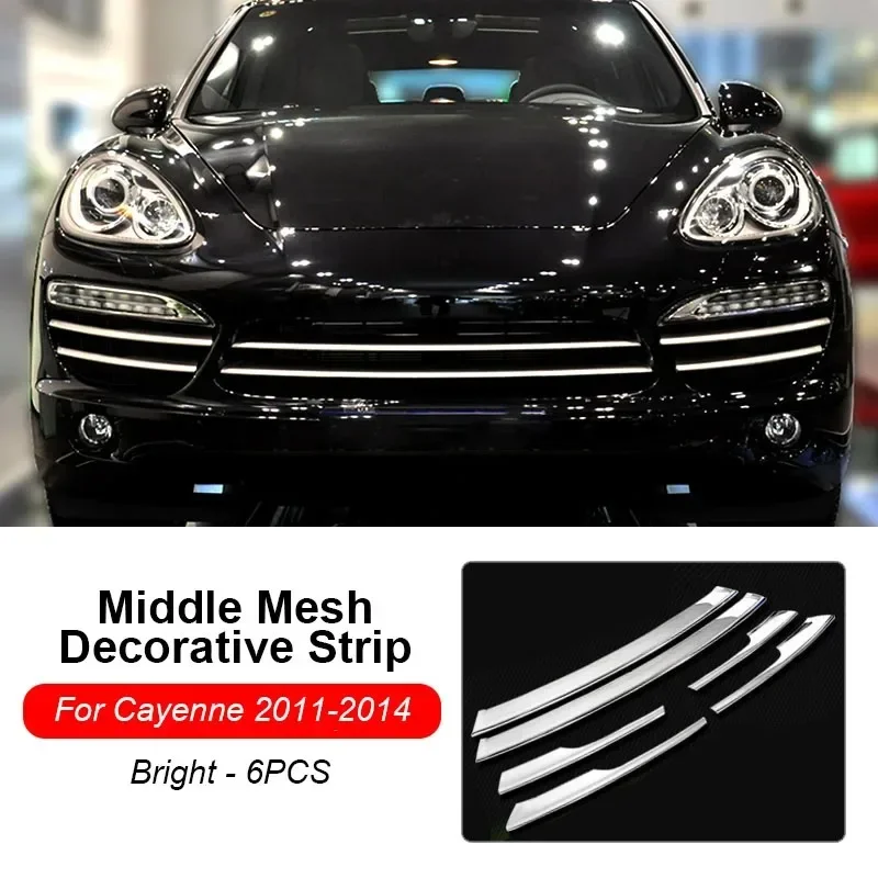 

For Porsche Cayenne 92A 2011-2017 Car Middle Net Decorative Strip Front Grille Trim Fog Light Frame Kit Exterior Decoration
