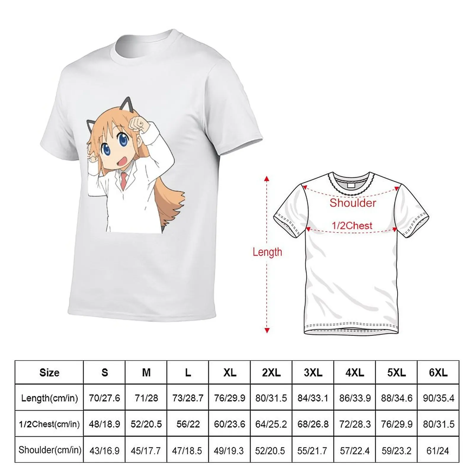 Nichijou | Hakase Neko T-Shirt anime tshirt t shirt for man T-Shirt