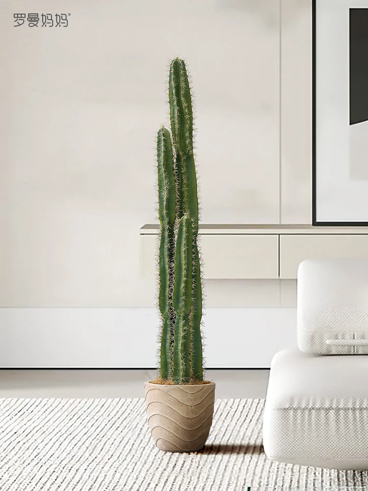 Simulated Green Plant Cactus Potted Three-head Fairy Column False Green Plant Indoor Home Decoration Floor Decoration