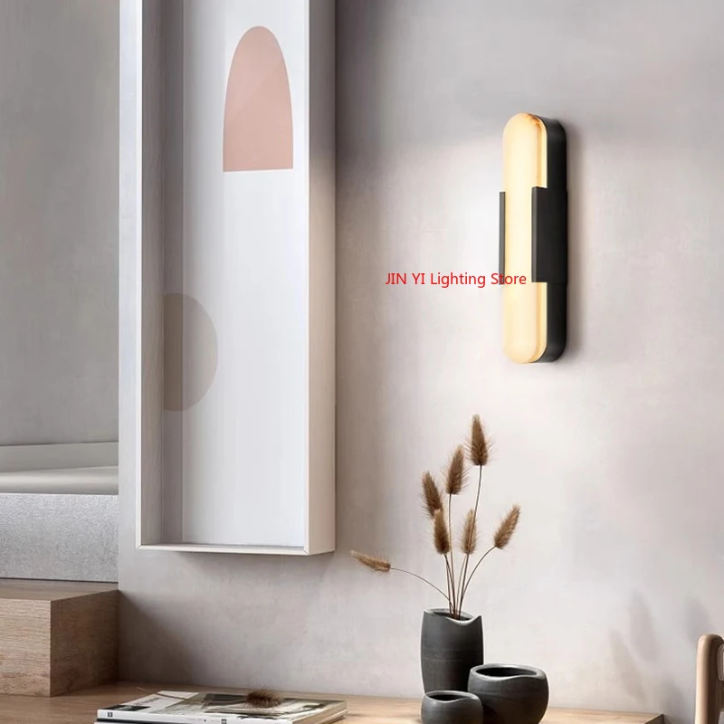 

Natural Marble Wall Lamp Hardware Bedside Bedroom Study Designer Living Room Lamp Minimalist Staircase Lamp