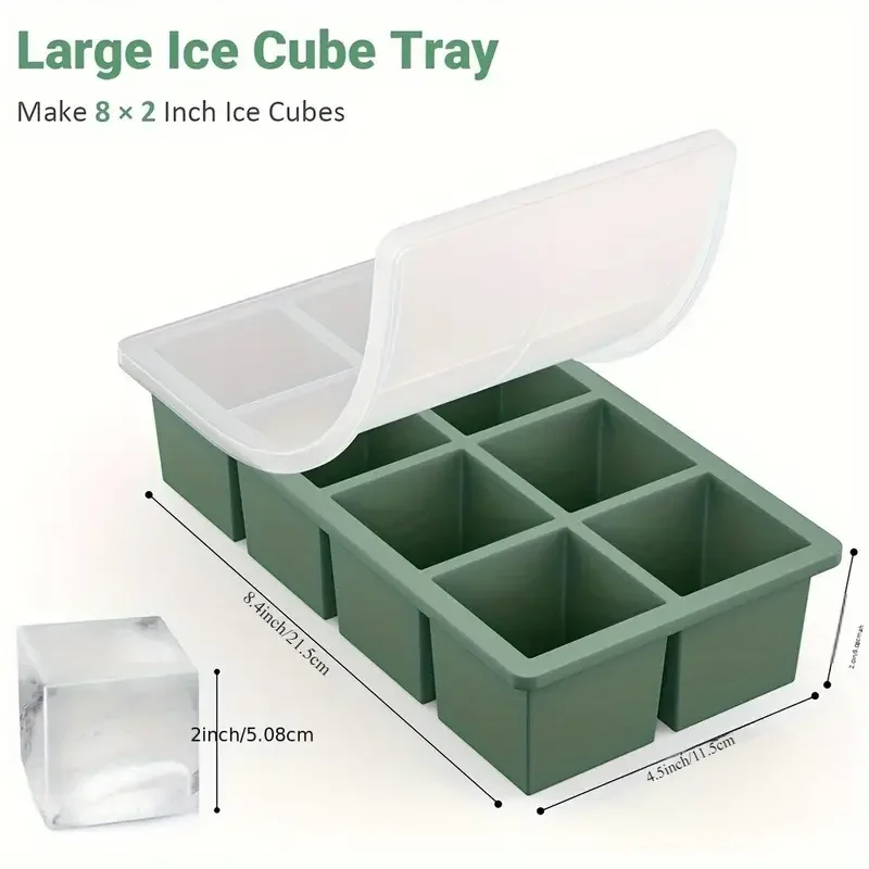 8Grid Ice Tray Mold Box Food Grade Silicone Ice Cube Square Tray Mold Diy Bar Pub Wine Ice Blocks Home Kitchen Tools Maker Model