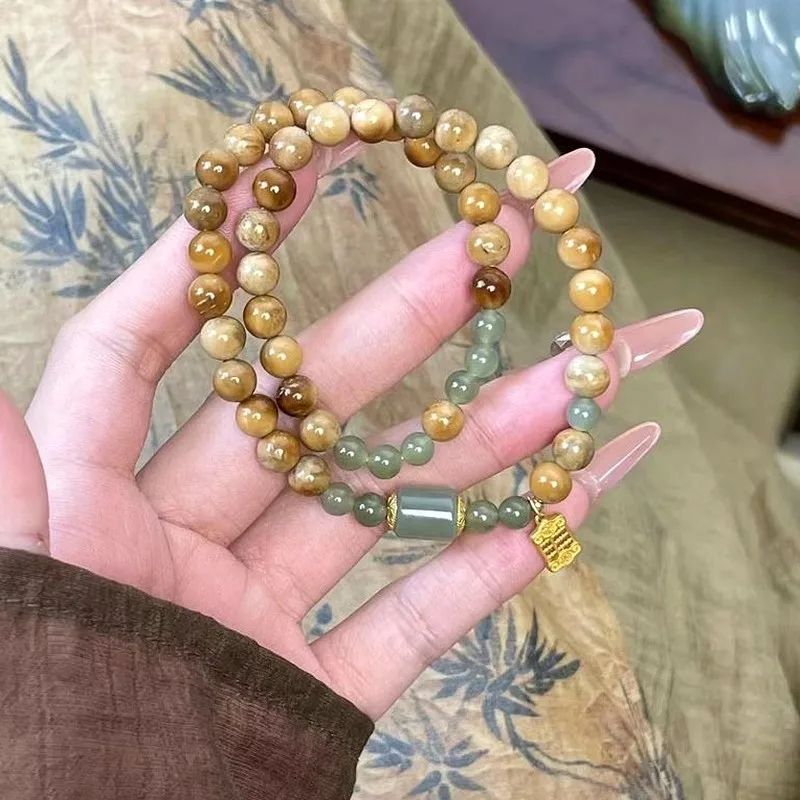 Original Niche Design Zen Fortune Double-Layer Stacked Beaded Bracelet, Exquisite Minimalist Handmade Jewelry for Women