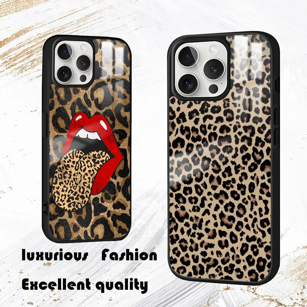 cool leopard pattern Phone Case For iPhone 16 15 14 13 12 11 Pro Max Plus Mini PC Mirror Fashion  phone case